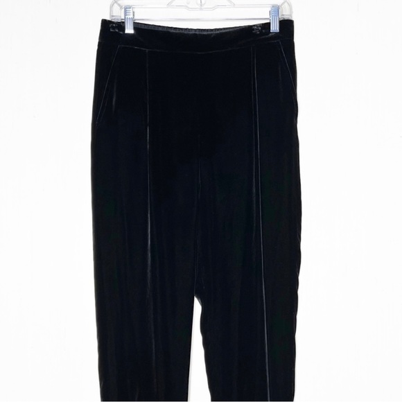 Vince Silk Velvet Viscose Elastic Waist Pull On Relaxed Straight Leg Black Pants - Picture 7 of 12